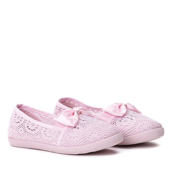 OUTLET Рожеві кросівки для дівчат з атласним бантом Sugar Boomb - Взуття