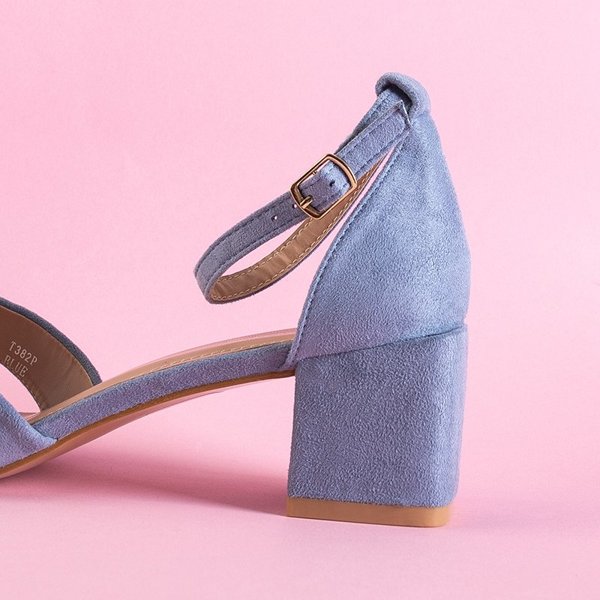OUTLET Сині жіночі босоніжки на невисокому квадратному стовпі Cefernia - Взуття
