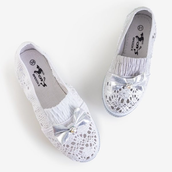 OUTLET Сірі мереживні дитячі сліпони зі сріблястою обробкою Ozara - Взуття