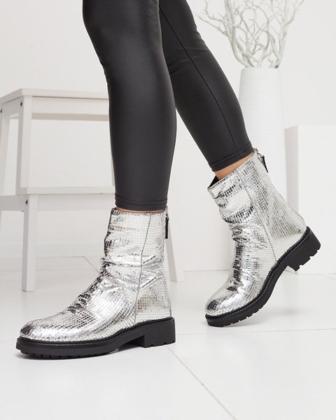 OUTLET Сріблясті жіночі черевики з тисненням Ahhy- Footwear