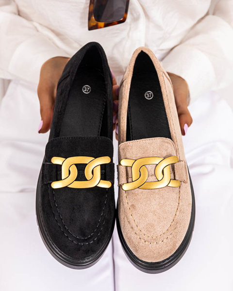 OUTLET Світло-коричневі жіночі туфлі з золотистим орнаментом Mubissa - Взуття