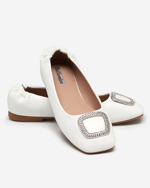 OUTLET Жіночі білі мокасини з фіанітами Gievori - Взуття