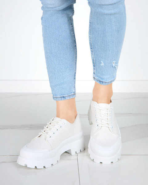 OUTLET Жіночі білі туфлі на шнурівці Rozia - Взуття