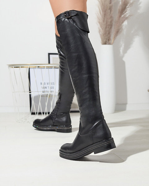 OUTLET Жіночі чоботи вище коліна чорного кольору Faberro- Footwear