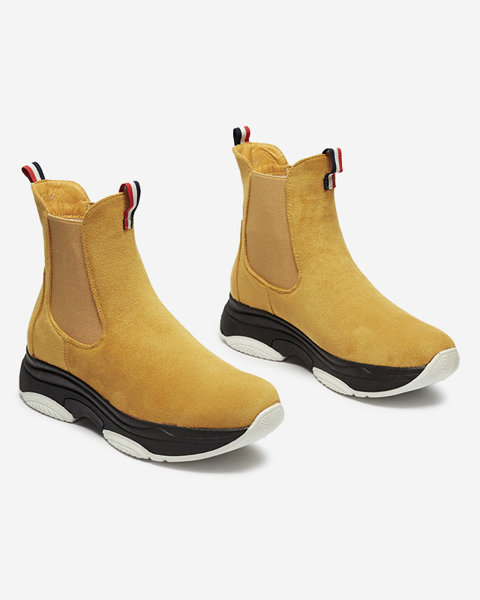 OUTLET Жовті жіночі утеплені черевики з екозамші Ducti - Взуття