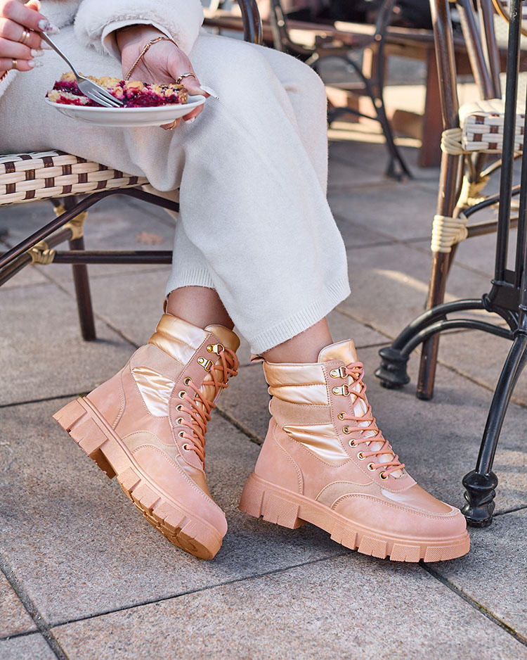 Рожеві жіночі утеплені черевики-трапери Kasemi-Footwear