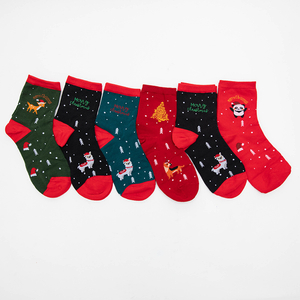 Шкарпетки з новорічним принтом, набір з 6 пар