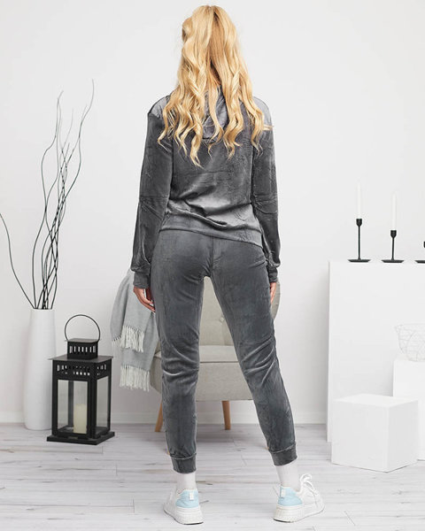 Сірий жіночий спортивний комплект з паєтками - Одяг