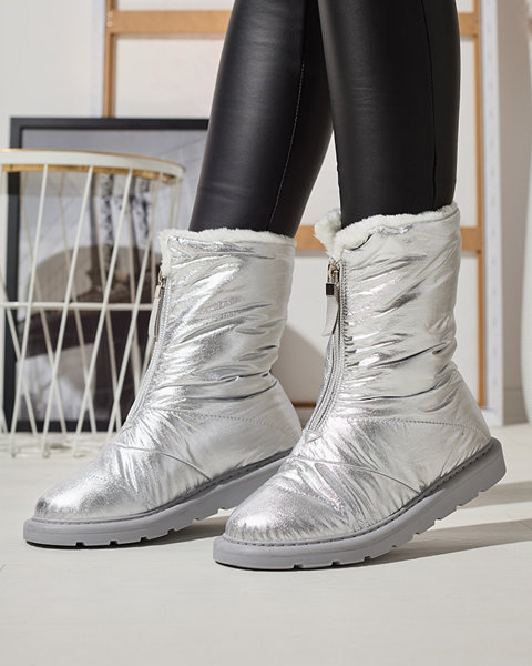 Сріблясті жіночі черевики а-ля снігоступи Tirigga- Взуття