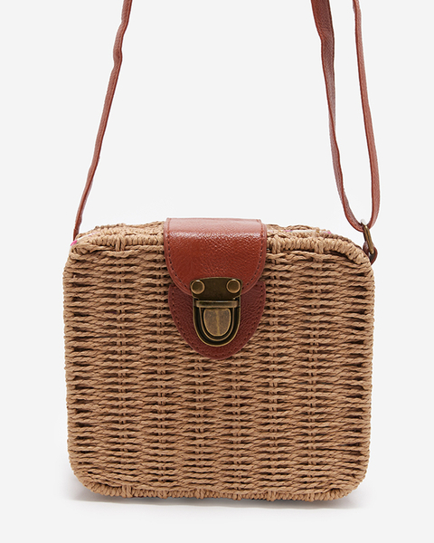 Світло-коричнева квадратна солом'яна сумочка - Аксесуари