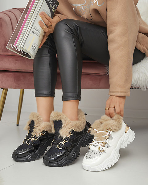 Туфлі спортивні лаковані чорні жіночі з хутром Axili-Footwear