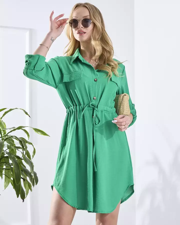 Зелена жіноча сукня на ґудзиках - Одяг