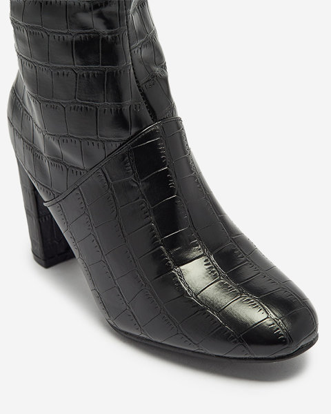 Жіночі черевики на шпильці з тисненням чорного кольору Mastiu- Взуття