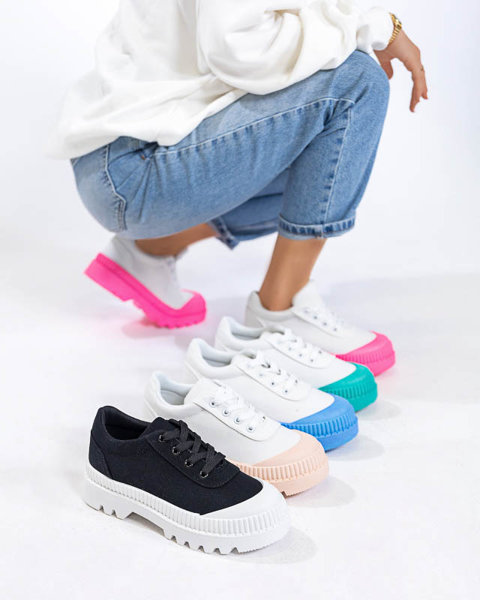 Жіночі кросівки білого кольору з неоново-рожевою підошвою Comp - Взуття