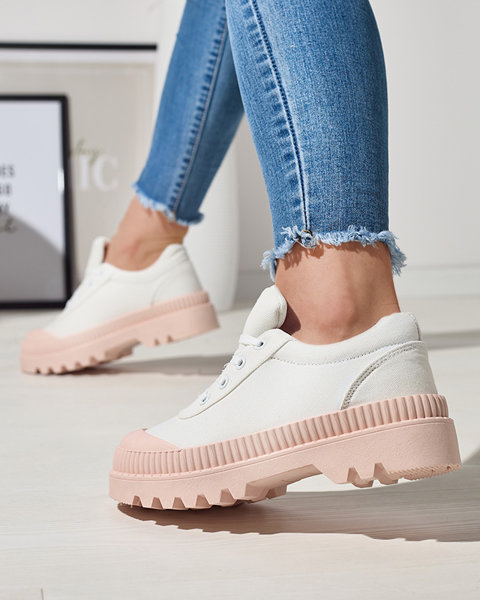 Жіночі кросівки білого кольору з рожевою підошвою Comp - Взуття