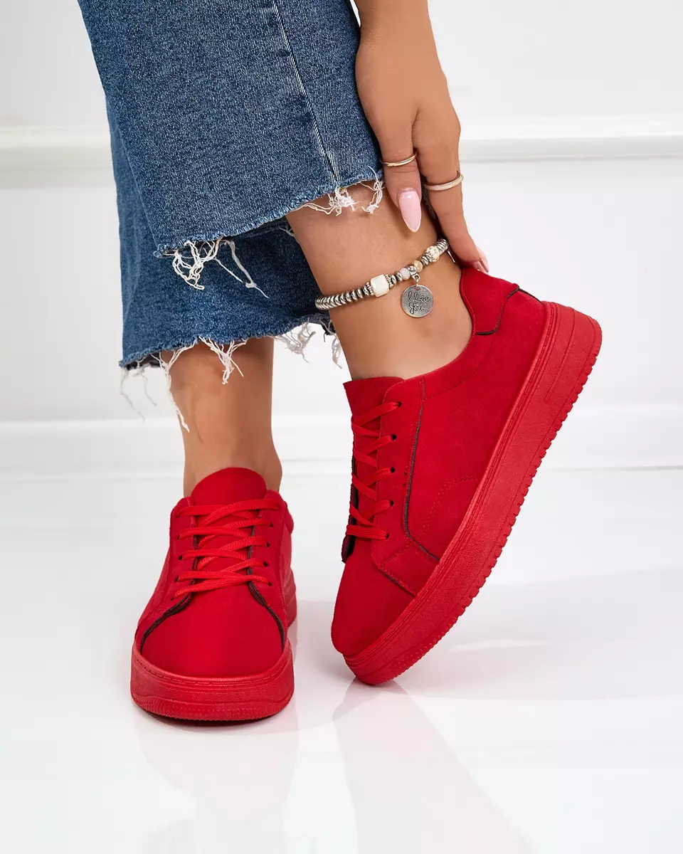Жіночі кросівки Royalfashion червоні з екозамші Glopov