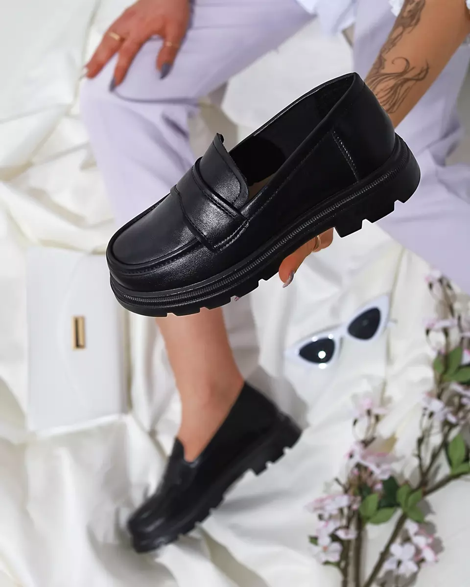 Жіночі мокасини з екошкіри чорні Raffivi - Взуття